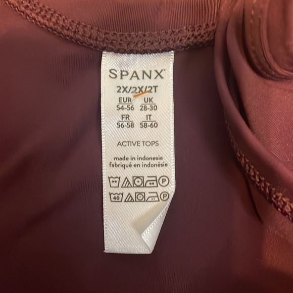 Spanx women’s size 2X tank shapewear burgundy red base top shirt round neck - Picture 4 of 6
